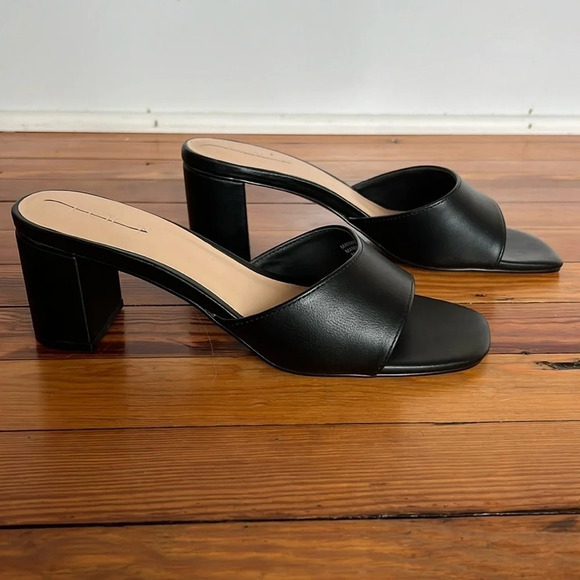 LOFT Open Toe Block Heel Mule Sandals in Black - Size 8.5 - Picture 5 of 12